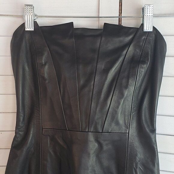 NWT Sablyn Black Leather Tulip Top Mini Dress Size XS - Picture 4 of 8